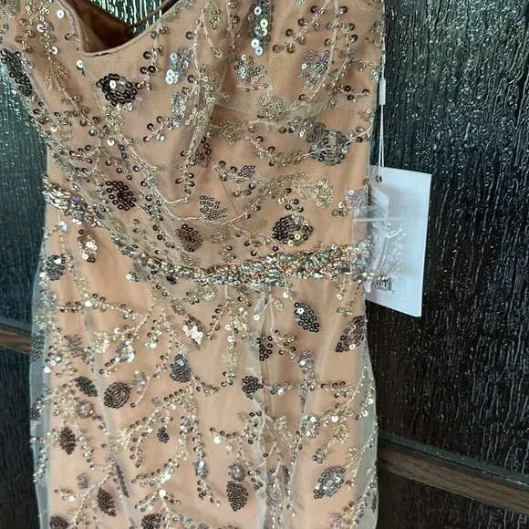Mac Duggal 68049 Nude Embellished Sleeveless Lace Up Gown 4 NEW $498 - Picture 4 of 11